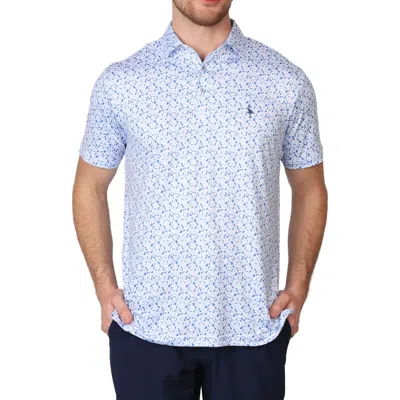 Tailorbyrd Chess Print Performance Polo In Blue
