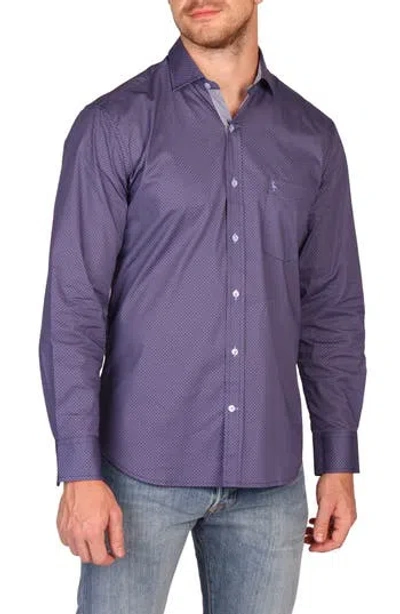 Tailorbyrd Classic Fit Diamond Medallion Stretch Cotton Button-down Shirt In Pattern