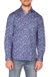 Tailorbyrd Classic Fit Floral Paisley Stretch Cotton Button-down Shirt In Animal Print