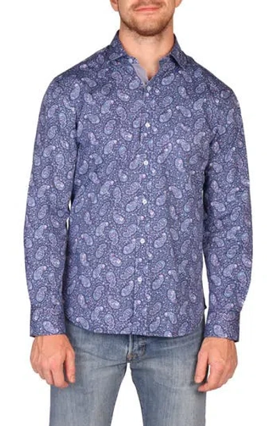 Tailorbyrd Classic Fit Floral Paisley Stretch Cotton Button-down Shirt In Animal Print