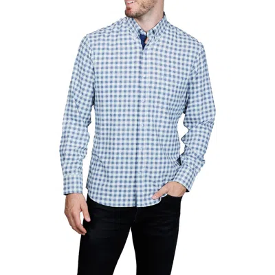 Tailorbyrd Classic Fit Gingham Performance Button-down Shirt In Blue
