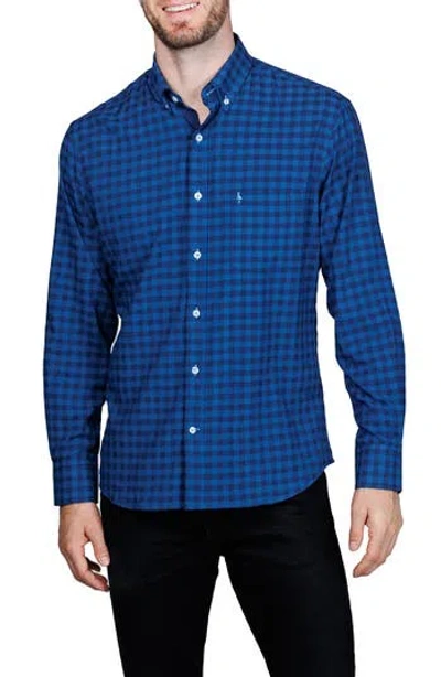 Tailorbyrd Classic Fit Gingham Print Performance Button-down Shirt In Animal Print