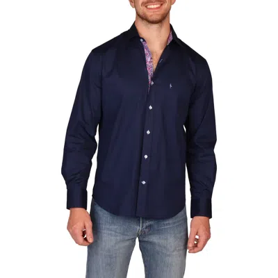 Tailorbyrd Classic Fit Stretch Cotton Button-down Shirt In Blue