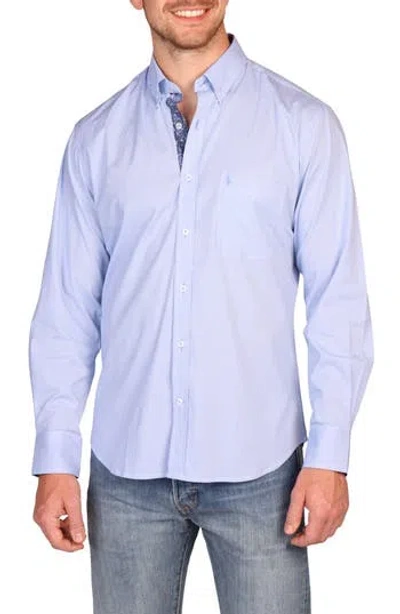 Tailorbyrd Classic Fit Stretch Cotton Button-down Shirt In Blue