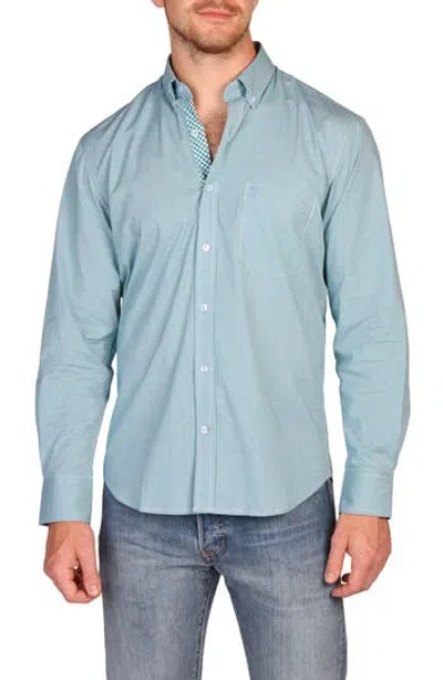 Tailorbyrd Classic Fit Stretch Cotton Button-down Shirt In Blue