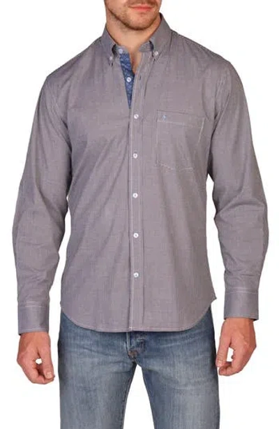 Tailorbyrd Classic Fit Stretch Cotton Button-down Shirt In Gray