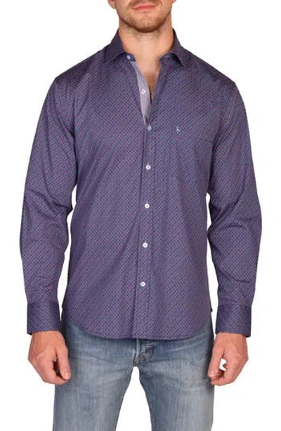 Tailorbyrd Classic Fit Stretch Cotton Button-down Shirt In Purple