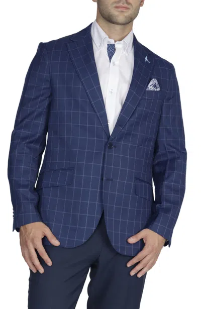Tailorbyrd Classic Navy Windowpane Sport Coat In Blue