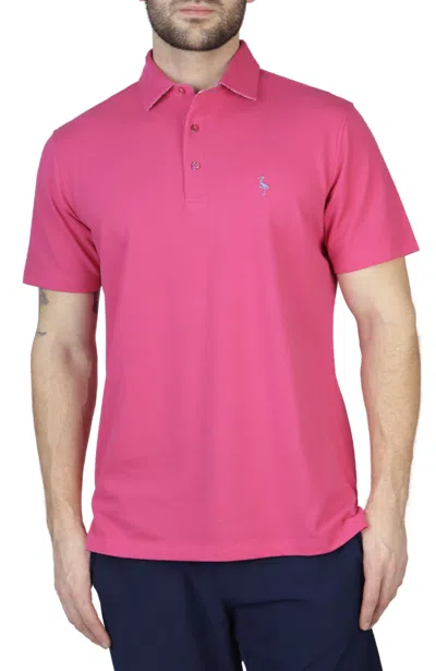 Tailorbyrd Pique Polo Shirt With Multi Gingham Trim In Flamingo Pink