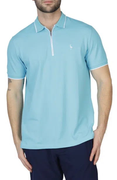 Tailorbyrd Classic Zipper Pique Polo In Blue