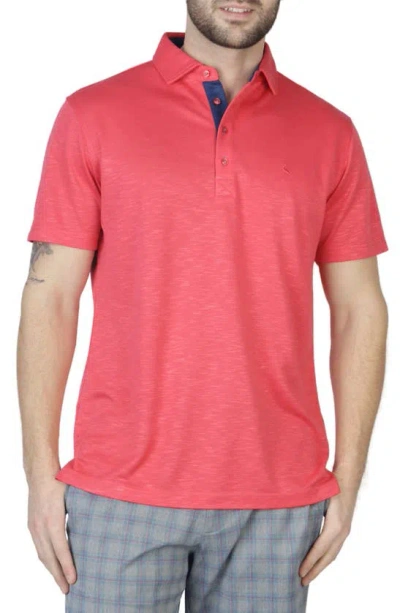 Tailorbyrd Contrast Trim Luxe Pique Polo In Coral