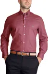Tailorbyrd Regular Fit Gingham Stretch Button-down Shirt In Red