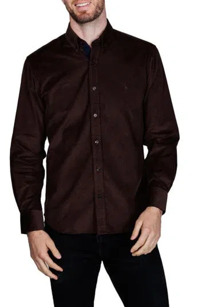 Tailorbyrd Corduroy Button-up Shirt In Brown