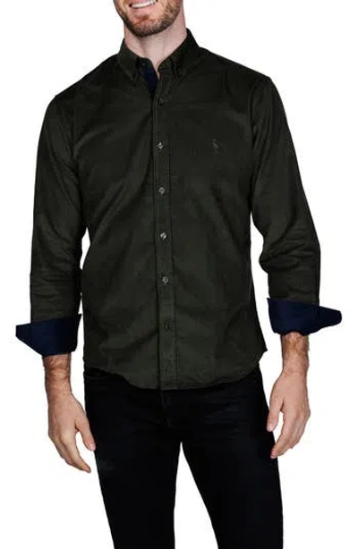 Tailorbyrd Corduroy Button-up Shirt In Green