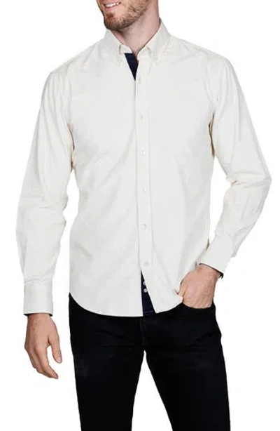Tailorbyrd Corduroy Button-up Shirt In White