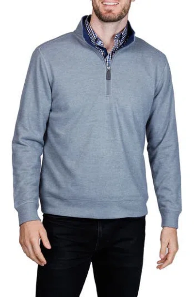 Tailorbyrd Cotton French Terry Quarter Zip Pullover In Gray