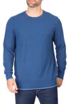 Tailorbyrd Textured Waffle Knit Crewneck Sweater In Blue