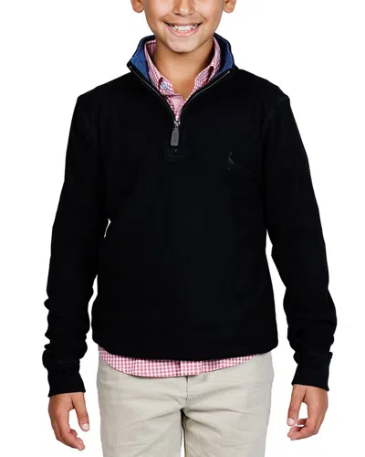 Tailorbyrd Kids'  Cozy Knit 1/4-zip Pullover In Black