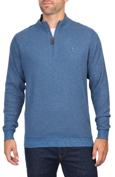 Tailorbyrd Cozy Knit Quarter Zip Pullover In Slate Blue Heather