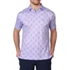 Tailorbyrd Damask Print Performance Polo In Lilac