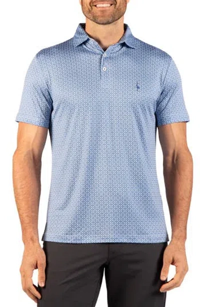 Tailorbyrd Diamond Geo Performance Polo In Blue