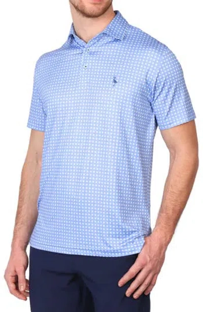 Tailorbyrd Diamond Print Performance Polo In Blue