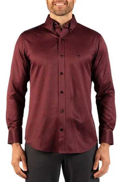 Tailorbyrd Diamond Printed Performance Shirt In Wine