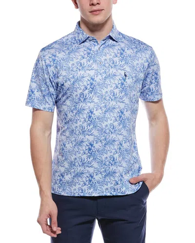 Tailorbyrd Distressed Tropical Printed Performance Polo Shirt In Blue