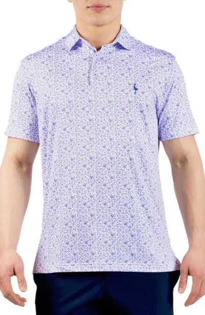 Tailorbyrd Ditsy Floral Performance Polo In White