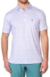 Tailorbyrd Ditsy Floral Print Performance Polo In Dove White
