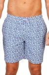 Tailorbyrd Ditsy Floral Swim Trunks In Blue