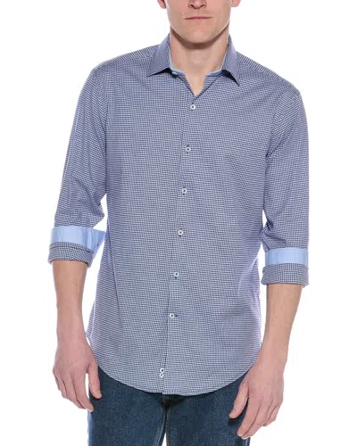 Tailorbyrd Dobby Check Dress Shirt In Navy