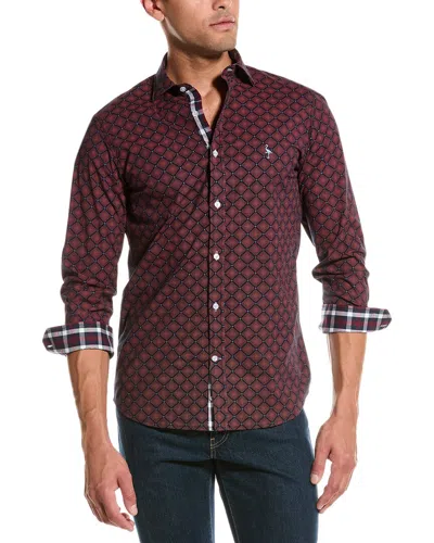 Tailorbyrd Dotted Geo Stretch Shirt In Blue