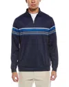 Tailorbyrd Engineered Stripe Performance Quarter-zip Polo In Blue