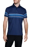 Tailorbyrd Engineered Stripe Performance Polo In Blue
