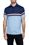 Tailorbyrd Engineered Stripe Performance Polo In Blue