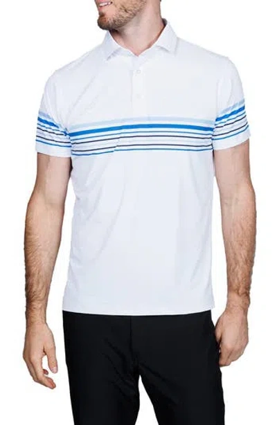 Tailorbyrd Engineered Stripe Performance Polo In White