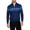 Tailorbyrd Engineered Stripe Performance Quarter-zip Polo In Blue