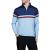 Tailorbyrd Engineered Stripe Performance Quarter-zip Polo In Blue