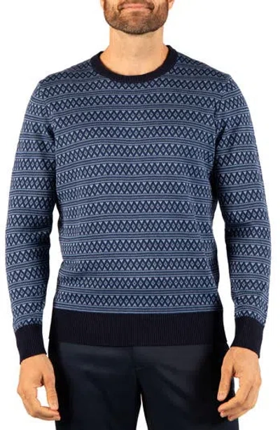 Tailorbyrd Fair Isle Crewneck Sweater In Denim
