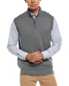 Tailorbyrd Fine Knit 1/4-zip Pullover Vest In Gray