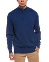 Tailorbyrd Fine Knit Full Zip Mock Neck Sweater In Blue