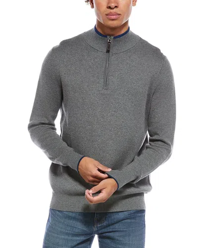 Tailorbyrd Fine Knit 1/4-zip Sweater In Gray