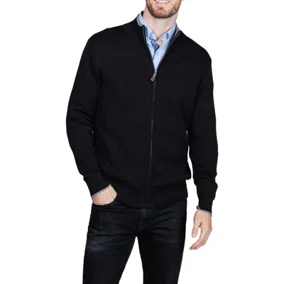 Tailorbyrd Fine Knit Full Zip Jacket In Black
