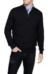 Tailorbyrd Fine Knit Quarter Zip Sweater In Black