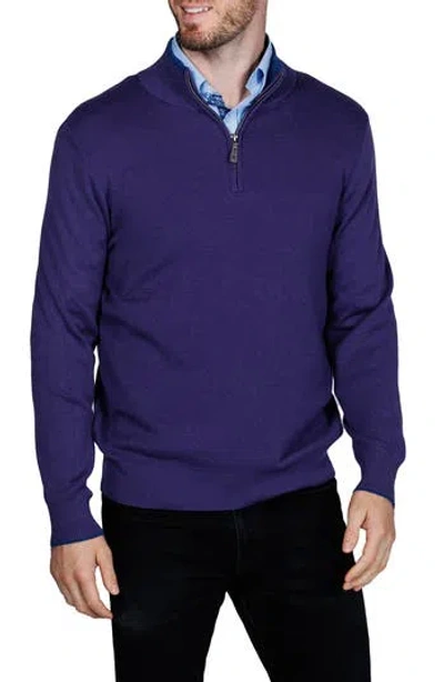 Tailorbyrd Fine Knit Quarter Zip Sweater In Black