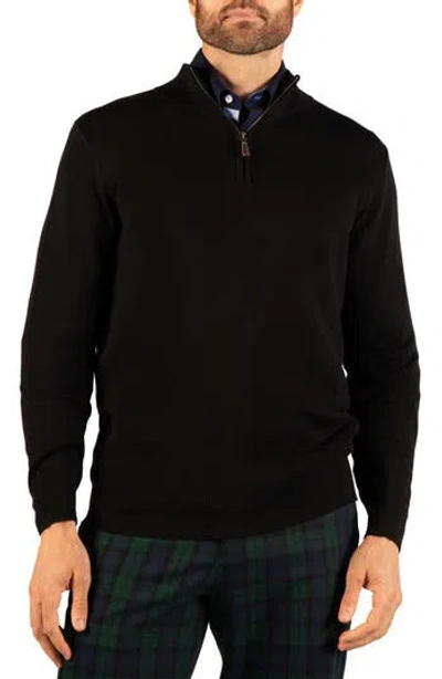 Tailorbyrd Fine Knit Quarter Zip Sweater In Black