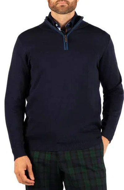 Tailorbyrd Fine Knit Quarter Zip Sweater In Navy