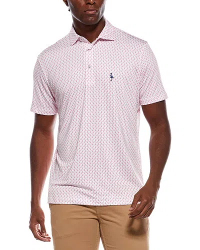 Tailorbyrd Flamingos Printed Performance Polo Shirt In Pink