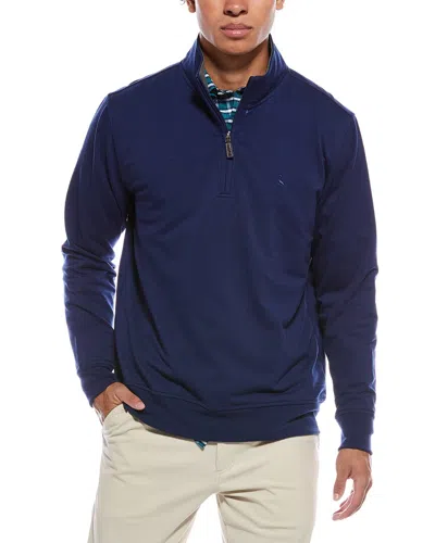 Tailorbyrd Fleece 1/4-zip Mock Pullover In Blue